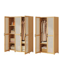 Minimalist Wardrobe with Doors Bamboo Durable for Bedroom Clothes Storage Use