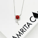 Sterling Silver Rose Garden Aroma Necklace - Crimson | Energy & Healing | Diffuse on the go