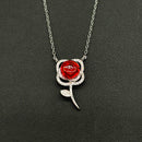 Sterling Silver Rose Garden Aroma Necklace - Crimson | Energy & Healing | Diffuse on the go