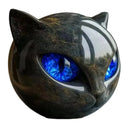 Estatua Gato Negro Halloween en Resina Textura Piedra – Adorno Estantería Hogar