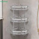 Estante esquinero de acero inoxidable 2 niveles | Organizador adhesivo para baño