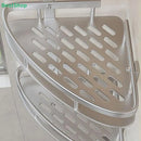 Estante esquinero de acero inoxidable 2 niveles | Organizador adhesivo para baño