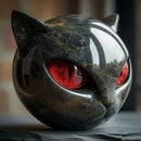 Estatua Gato Negro Halloween en Resina Textura Piedra – Adorno Estantería Hogar
