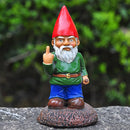 Gnomo rebelde dedo medio | Estatua de resina para jardín