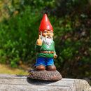 Gnomo rebelde dedo medio | Estatua de resina para jardín