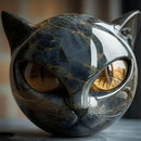 Estatua Gato Negro Halloween en Resina Textura Piedra – Adorno Estantería Hogar