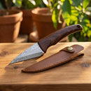 Cuchillo de injerto profesional | Mango de madera + funda de cuero