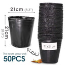 50 macetas negras de plástico | Para plántulas y esquejes