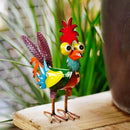 Estatua metal gallo HQ | Adorno miniatura para jardín, granja o patio