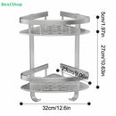 Estante esquinero de acero inoxidable 2 niveles | Organizador adhesivo para baño