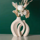 Florero cerámico nórdico hueco set x2 | Decoración bohemia para living