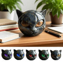Estatua Gato Negro Halloween en Resina Textura Piedra – Adorno Estantería Hogar