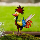 Estatua metal gallo HQ | Adorno miniatura para jardín, granja o patio