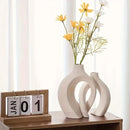 Florero cerámico nórdico hueco set x2 | Decoración bohemia para living