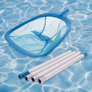Red de limpieza para piscinas con palo metálico, red de recogida de hojas, herramienta de limpieza para piscinas y estanques de jardín