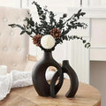 Florero cerámico nórdico hueco set x2 | Decoración bohemia para living