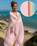 RAINBOW Beach Towel, Turkish Hammam Towel, Spa & Sauna Towel - Pink-0