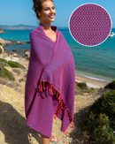 SAMOS Turkish Cotton Scarf Hammam Towel - Fuchsia / Blue-0