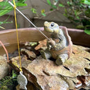 Tortuga con caña de pescar | Estatua de resina linda para jardín