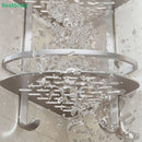 Estante esquinero de acero inoxidable 2 niveles | Organizador adhesivo para baño