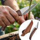 Cuchillo de injerto profesional | Mango de madera + funda de cuero
