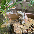 Tortuga con caña de pescar | Estatua de resina linda para jardín