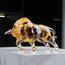 Escultura buey acrílico cristal | Adorno nórdico para escritorio o living