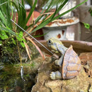 Tortuga con caña de pescar | Estatua de resina linda para jardín