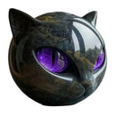 Estatua Gato Negro Halloween en Resina Textura Piedra – Adorno Estantería Hogar