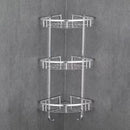 Estante esquinero de acero inoxidable 2 niveles | Organizador adhesivo para baño