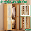 Minimalist Wardrobe with Doors Bamboo Durable for Bedroom Clothes Storage Use