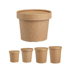 250x Biodegradable Kraft Paper Soup Bucket with Lid Takeaway Tubs Cups