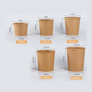 250x Biodegradable Kraft Paper Soup Bucket with Lid Takeaway Tubs Cups