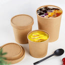 250x Biodegradable Kraft Paper Soup Bucket with Lid Takeaway Tubs Cups